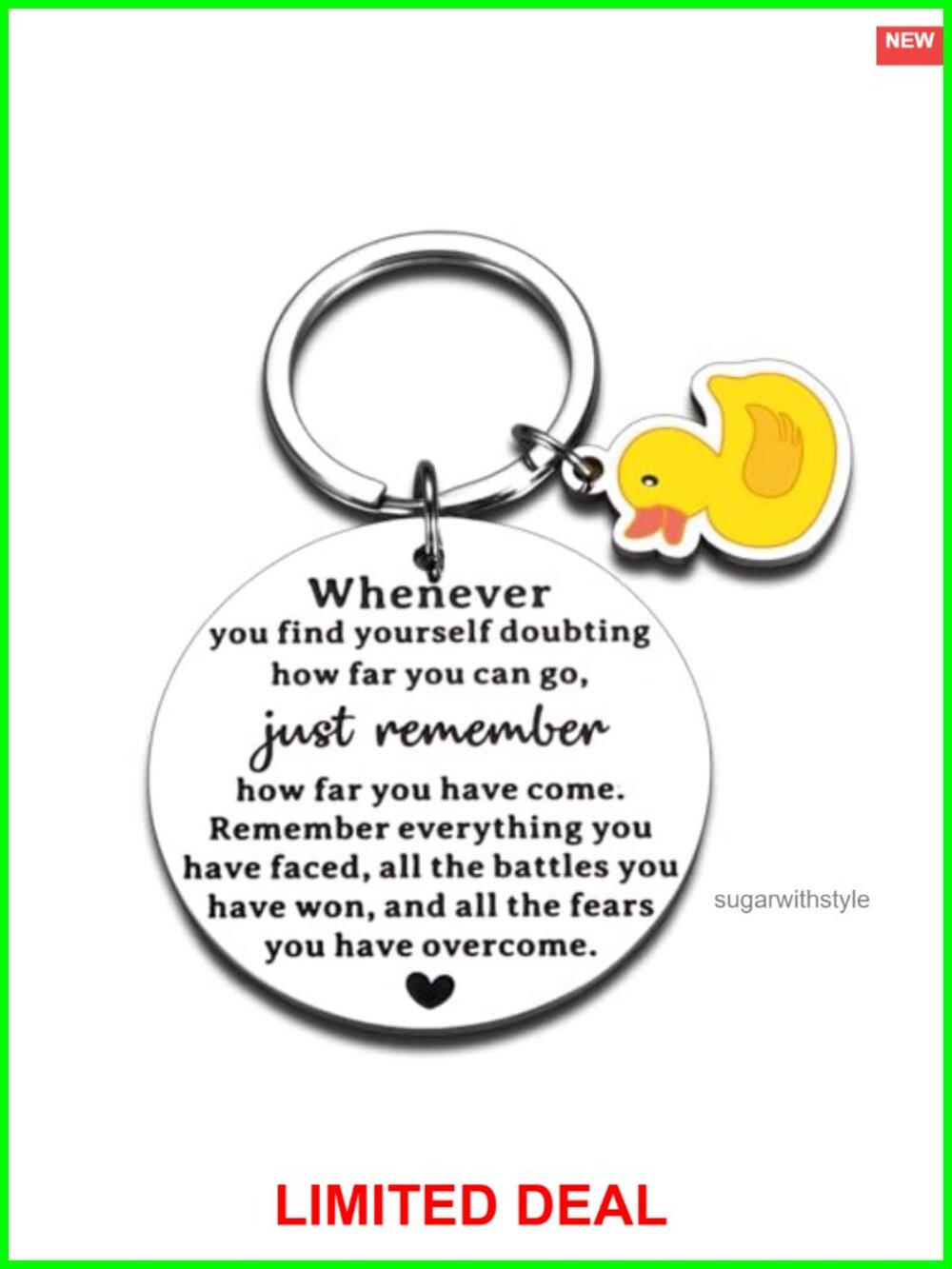 Stainless Steel Inspirational Duck Keychain Motivational Gift for Students